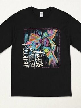 Love in Faith “Faith Makes All Things Possible” Long Sleeve Graphic Tee - Black